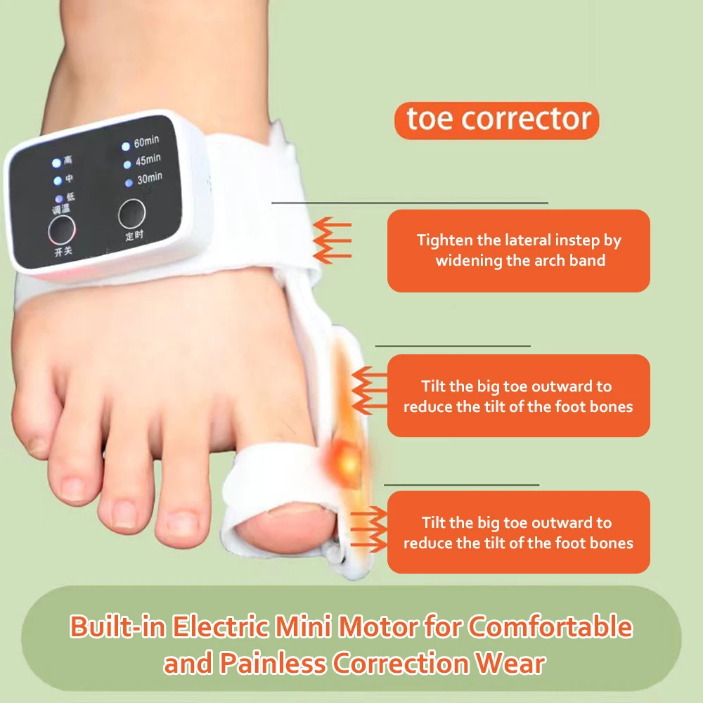 Electric Vibration Massager Bunion Corrector Unisex Foot Hallux Valgus Braces Adjustable Toe Separator Finger Toe Corrector