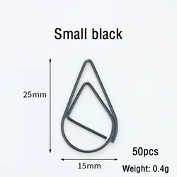 Mini Heart Paper Clips - Gold & Rose Gold Binder Accessories Set (30/50 pcs) (Small black 50pcs)