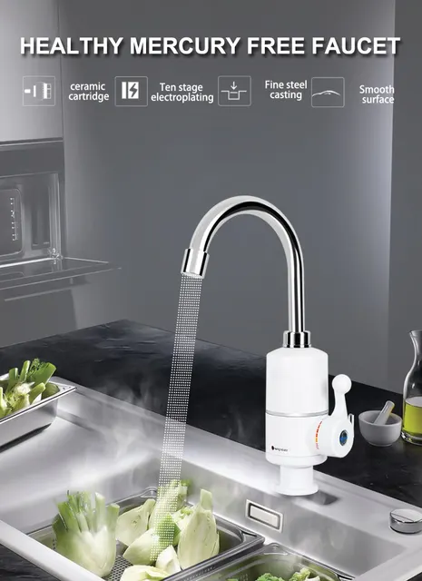 Atwfs Tankless Electric Newest Water Heater Kitchen Instant Hot Water Tap Heater  Water Faucet Instantaneous Heater3000w - Kitchen Aid/demand Water Heaters -  AliExpress