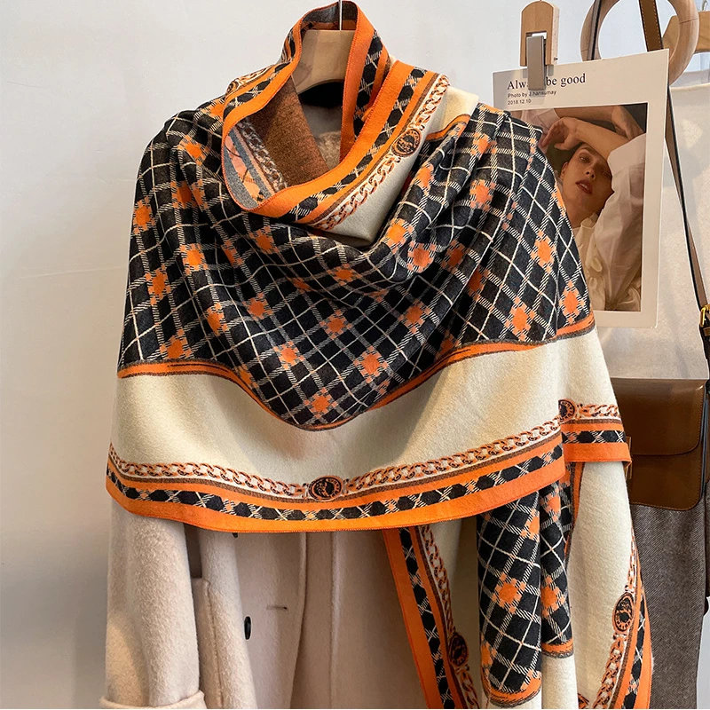 2022 New Luxury Design Winter Cashmere Wraps Scarfs Women Shawls Scarves Lady Pashmina Bufanda Blanket Female Stoles Warm Thick