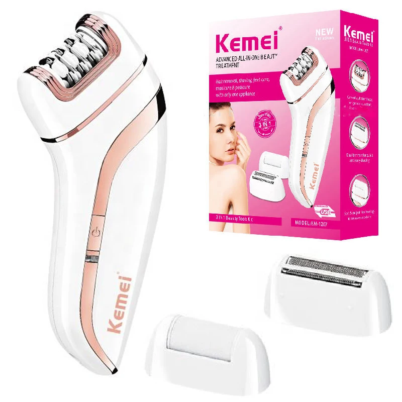 Kemei 3-in-1 oplaadbare dames epilator voor gezicht en lichaam_voghion.com