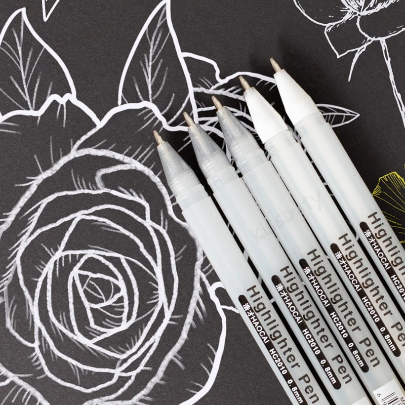 White Marker Pens 3 Pcs Creative White Ink Gel Pen Highlight Marker Pen 0.8mm Fine Tip for Student Stationery Drawing Art Writing School Supplies white marker pens,pen marker,gel pen,colored pens,highlighter pen set