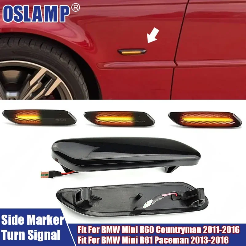 

Для BMW Mini R60 R61 светодиодный динамический боковой маркер сигнал поворота светильник последовательный указатель поворота переднее крыло габаритная лампа автомобильные аксессуары 2023