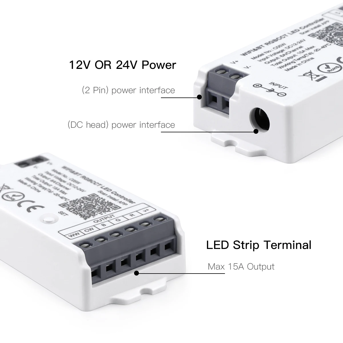 12-24V Smart Home LED Controller Smart Life WiFi&Bluetooth Control RGBCCT RGBW RGB Controller For Led Strip Tuya Dimmer Switch