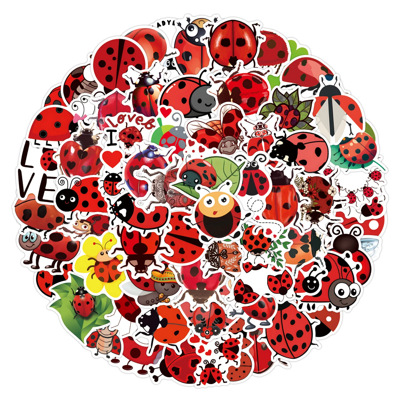 110Pcs Catoon 무당 벌레 낙서 스티커 전화 수하물 물병 스케이트 보드 장..