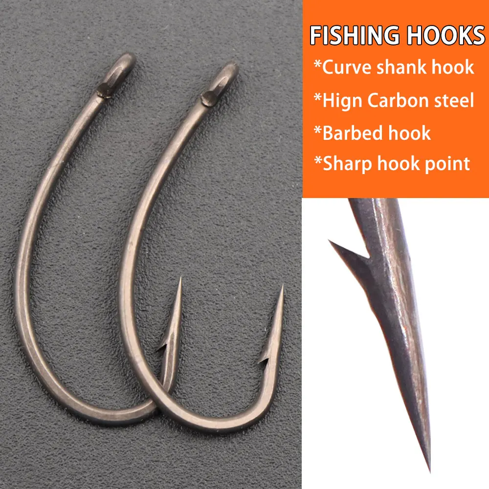 Fishing Hooks Carp High Carbon Steel Barbed Curve Shank For Method Feeder Fishing Rig Accessories
