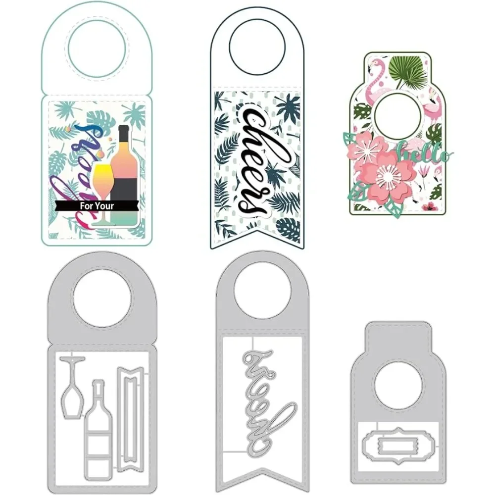 

3Pcs Wine Glass Hangtag Carbon Steel Cutting Dies Stencils, Cheers Metal Cutting Dies Card Embossing for DIY Scrapbooking Photo