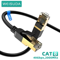 Heavy Duty High - Speed Cat8 Ethernet Cable with Gold Plated Connectors - Weatherproof & UV Resistant - 1M (Cat8 Round Black)