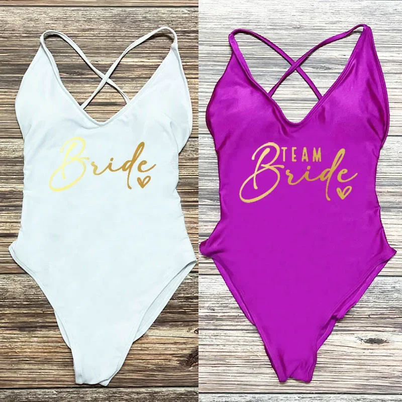 

Team Bride Love Bikini 2023 women Sexy Bodysuit One-Piece Swimsuit Bride Swimwear Women Bachelor Party Swimming Beachwear femme