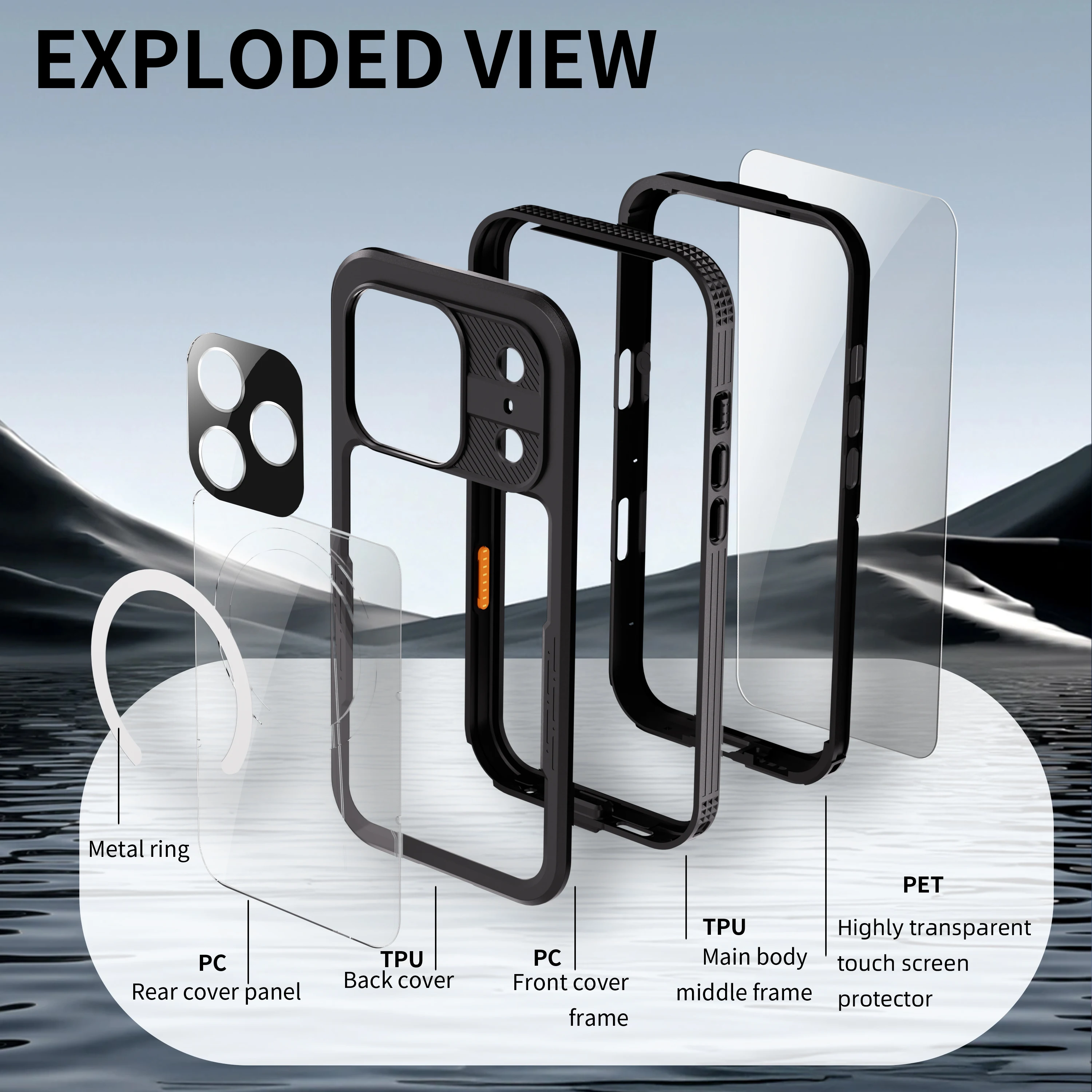 Universal IP68 Waterproof Phone Case with Floating Ring and Touch Accessibility