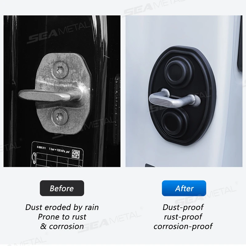 4pcs Silicone Car Door Lock Buckle Mute Shock Absorbing Cushion Elastic Anti-Collision Car Door Latch Protection Cover