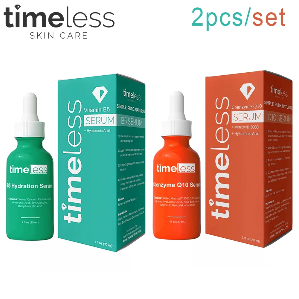 

2Pcs Timeless Coenzyme Q10 Serum Vitamin B5 Serum Whitening Moisturizing Anti-Wrinkle Vitamin E Facial Serum Lotion Skin Care