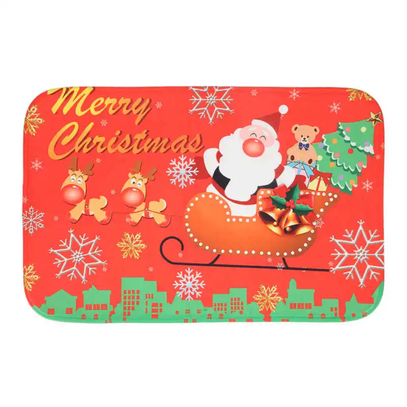 Christmas Floor Mat Flannel Carpet Kitchen Bathroom Floor Mat for Home Decoration