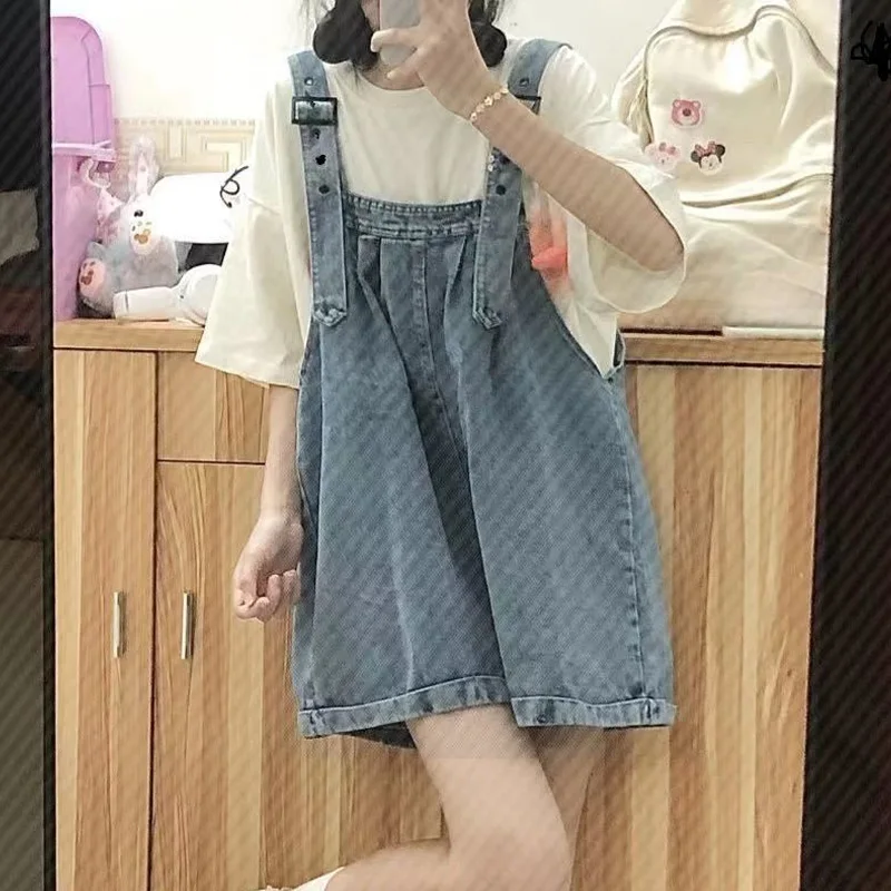 2023 New Summer Fashion Simple Age Reducing High Waist Loose Casual Small Sweetheart Small Fresh Women's Strap Wide Leg Jeans