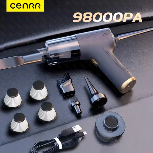 CENRR 98000PA Mini Car Vacuum Cleaner Cordless Powerful Wireless Car Cleaner HandHeld  Air Gun Portable Vacuum Cleaner 1