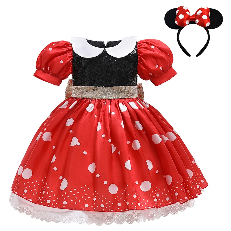 

Red Polka Dot Tutu Dress for Girls Cute Baby Girl Mickey Minnie Dress Kids Birthday Party Cute Funny Costume Children Clothing