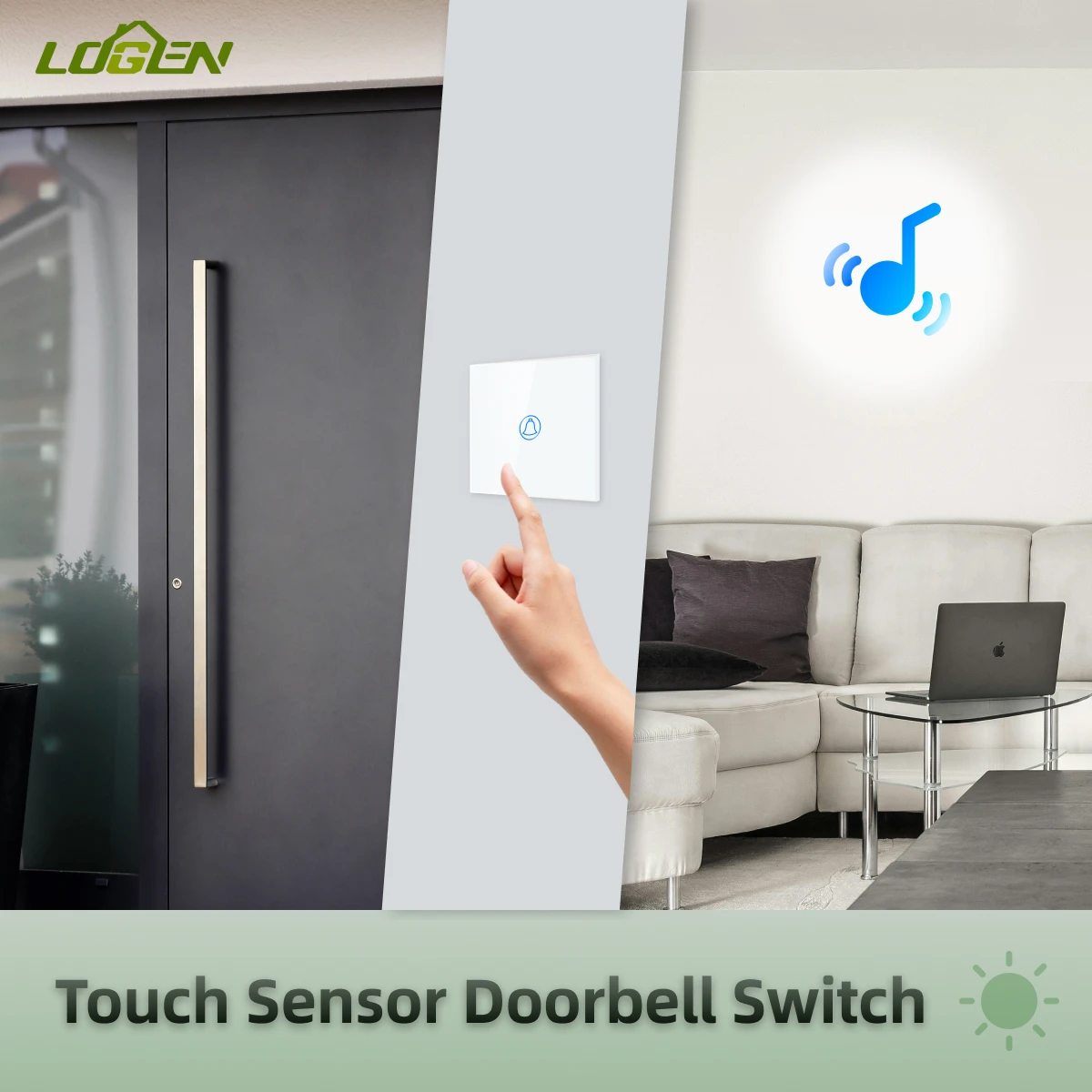 Temperado Vidro Cristal Painel Campainha Interruptor Cores Parede Sensor de Toque Gang 1way Azul Backlight Home Improvement Novo ue