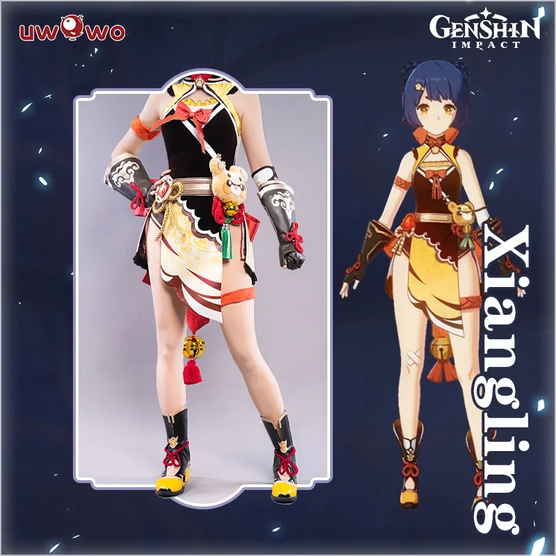 Only XL 2XL UWOWO Xiangling Cosplay Costume Hot Game Genshin Impact Cosplay Exquisite Delicacy New Outfit Halloween Costumes