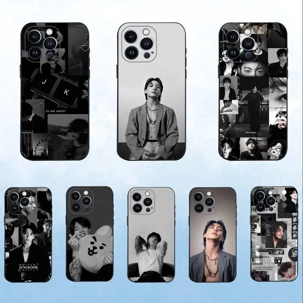 Kpop J-JungkookS Phone Case For iPhone 16,15,14,13,12,11 Plus,Pro Max,XS,X,XR,SE,Mini,8,7,Soft Silicone Black Cover