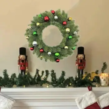 2025 New Christmas Four-Color Wreath Pendant Simulation Wreath Door Hanging Wall Hanging Christmas Window Decoration Pendant