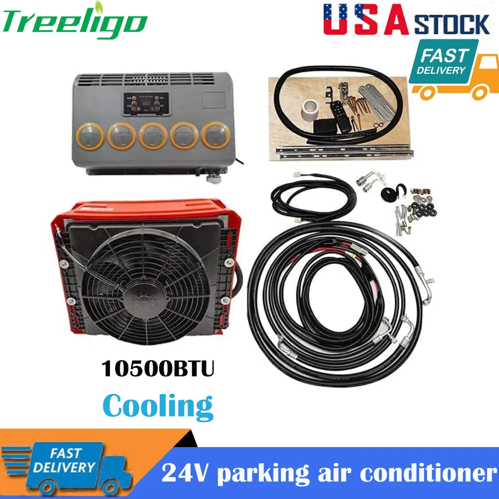 

Treeligo RV Electric Cooling Air Conditioner 24V Split Air Conditioner for Car Automobile Excavator Tractor Trailer Camper Van