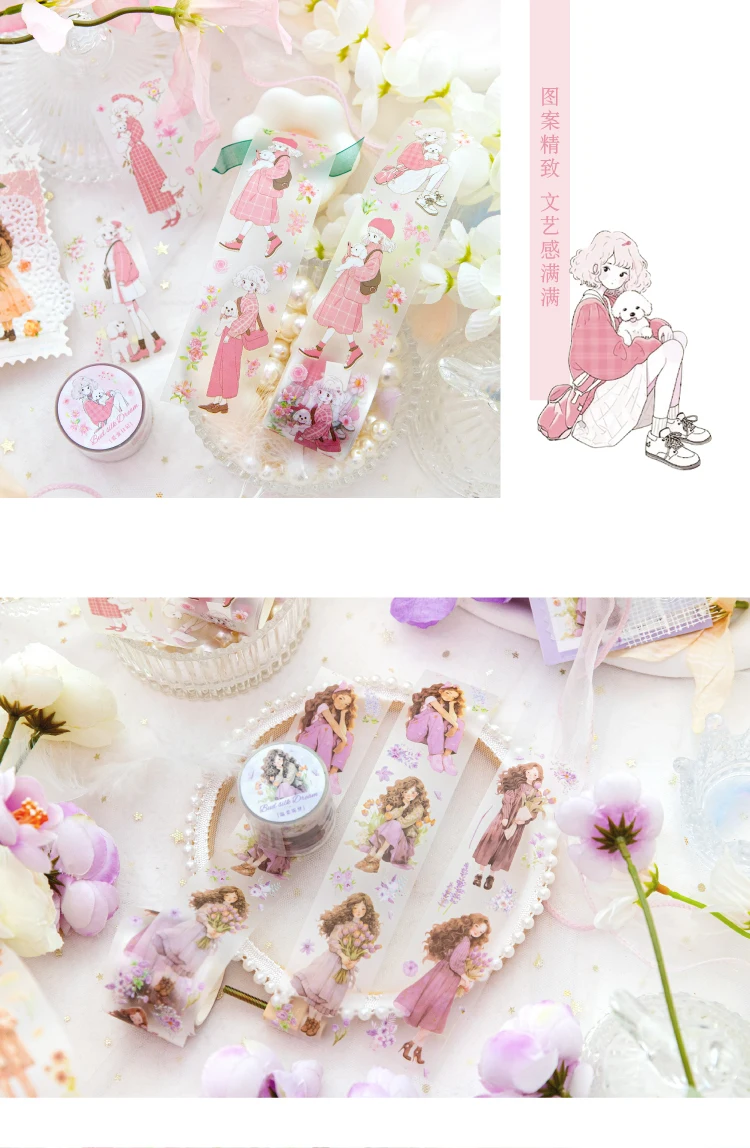 Yoofun 3,75 x cm Haustier Klebeband Blumen mädchen Scrap booking Aufkleber Pflanze Blume Masking Tapes Planer Collage Material DIY Tagebuch – Detail 5