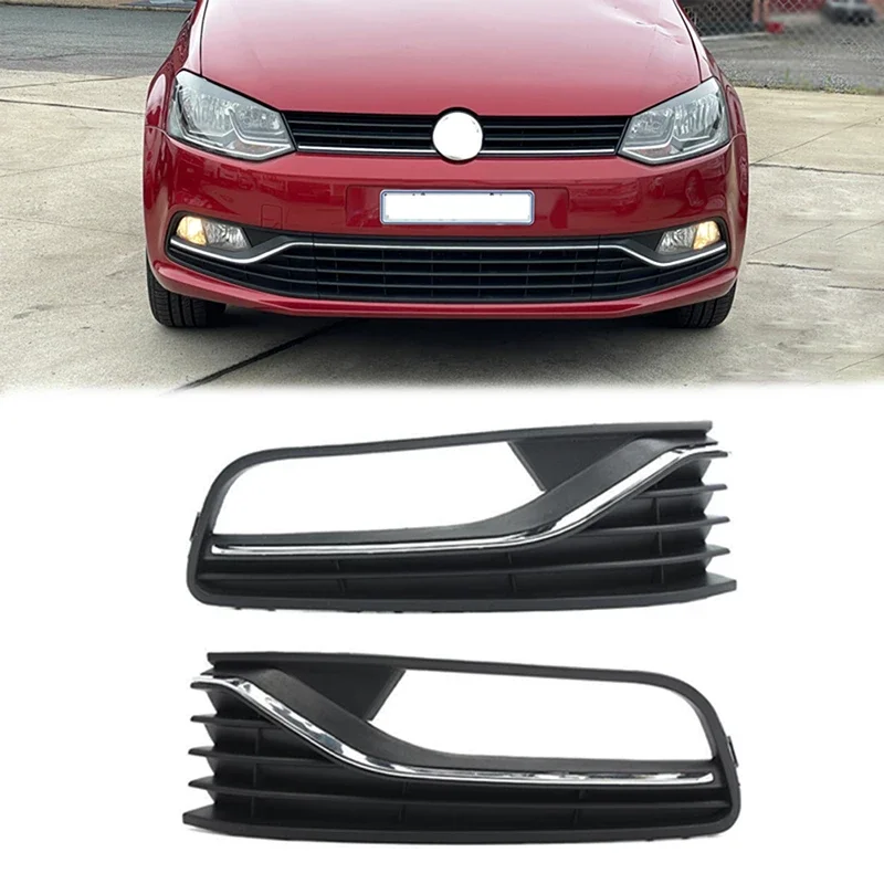 

6C0853666J передний левый и правый бампер, противотуманный гриль для VW Polo 6R 2014 2015-2017, декоративный чехол 6C0854661C, автомобильные аксессуары