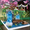 Tree House Mini Diamond Block Particle Peach Blossom Pool Traditional With Light Chinese Architecture Building Blocks Kids Gifts