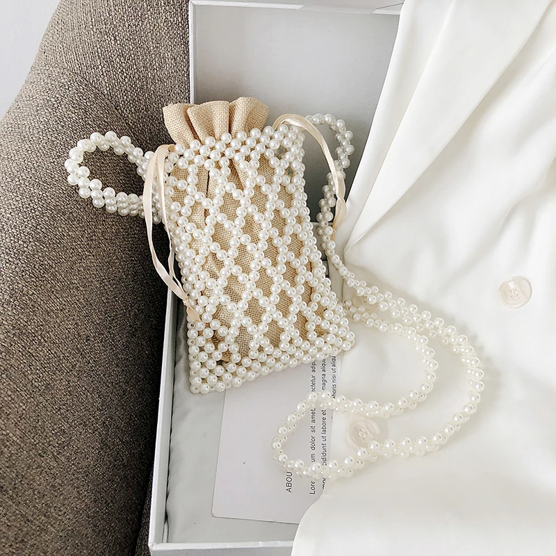 

Компактная милая сумка через плечо с жемчужными бусинами, однотонная женская сумка на ремешке высокого качества, модель 2024 года