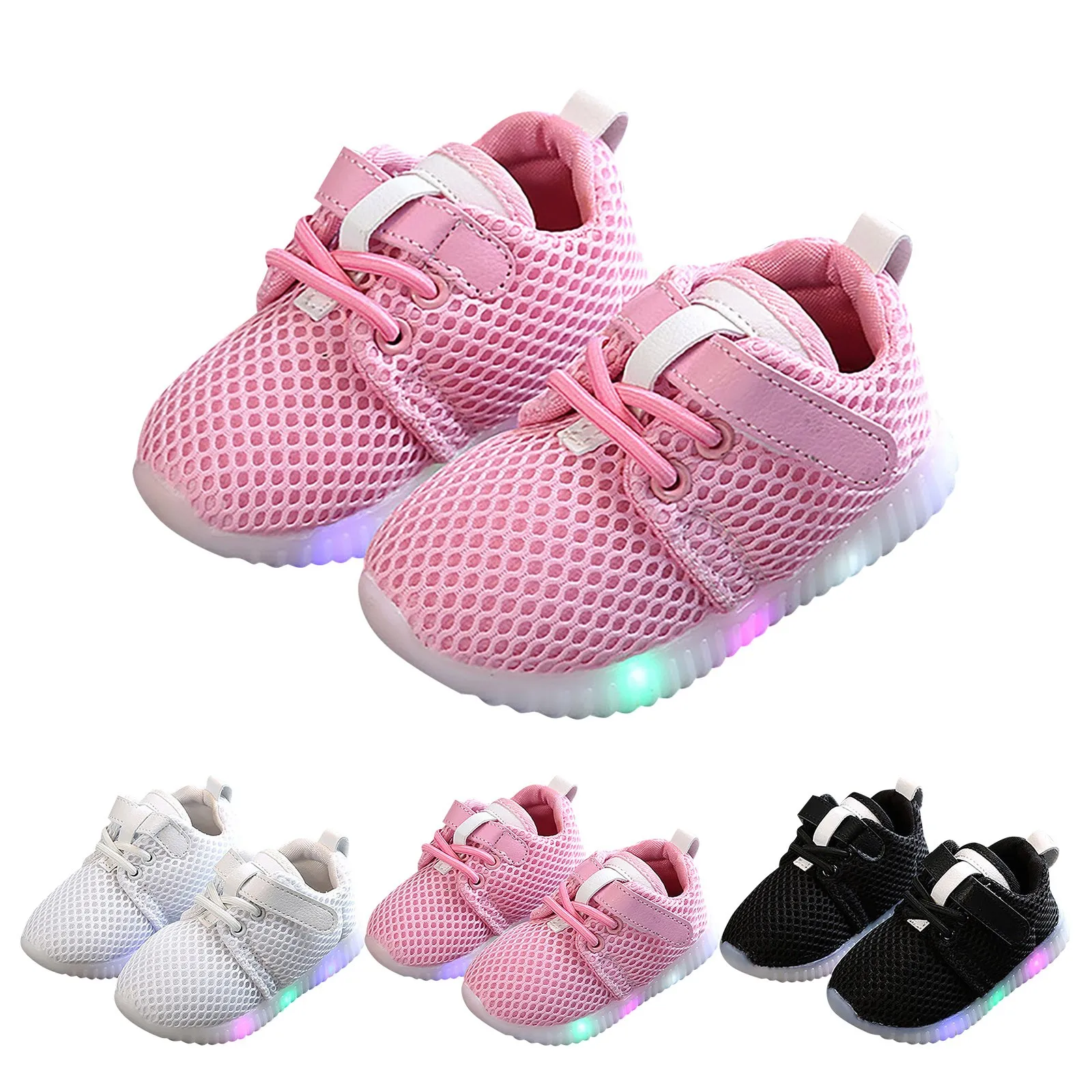 Description Picture 2 of itemKids Shoes Girls Boys Spring School Running Casual Anti-Slip breathable Sports Sneakers Basketball LED Light-Up Zapatillas
