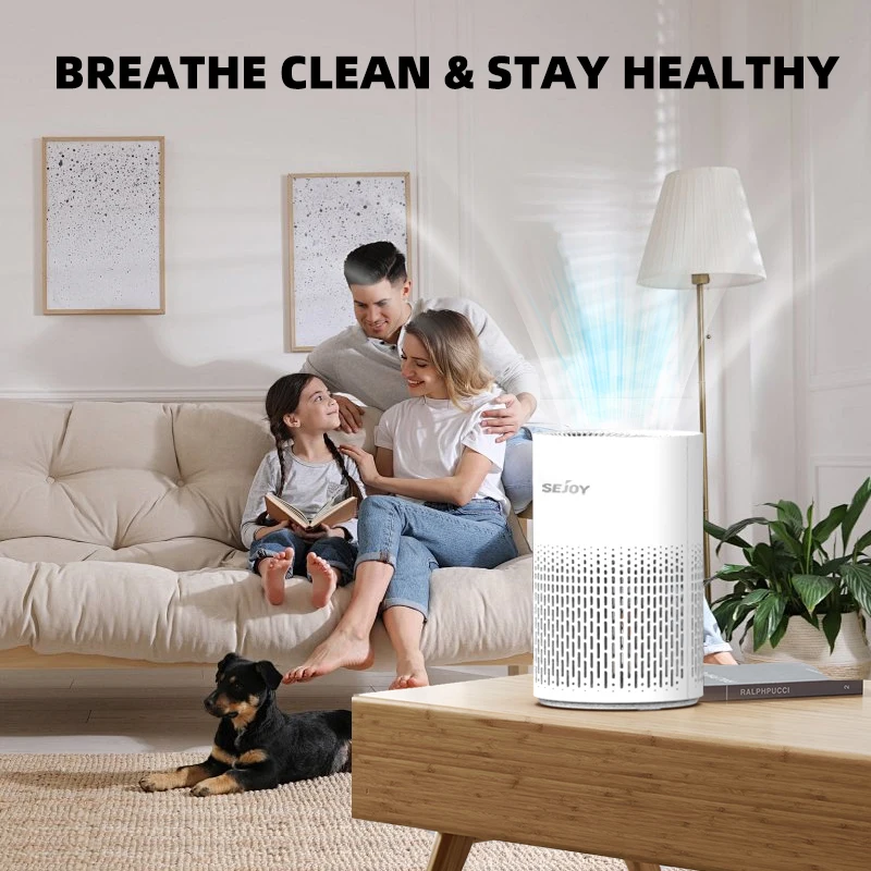 Sejoy Air Purifier H13 True HEPA Filter for Home Allergies and Pets Hair, Smokers in Bedroom with RGB Night Light 5
