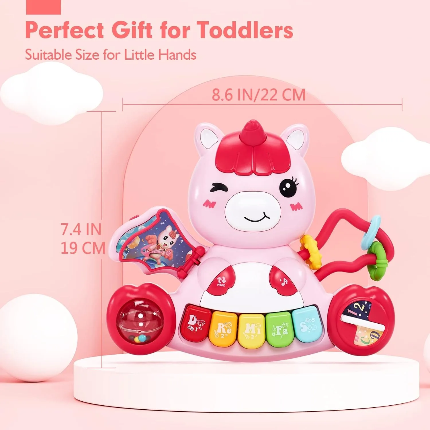 Baby Toys Boys Girls Activity Early Learning Educational Toys Unicorn Musical Light Infant Piano Toys Music Instrument Gift 2