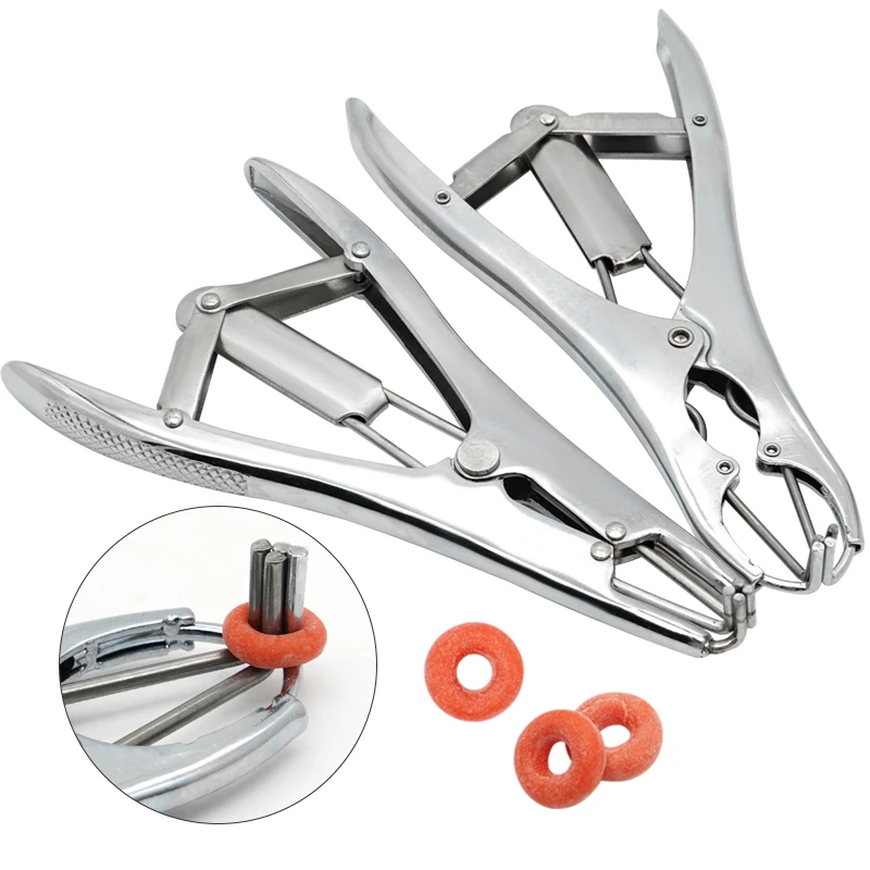 Animals Sheep Tail Castration Forceps Expansion Clamp Elasticity Rubber Castration Rings Farm Animal Bloodless Tail Pliers 2