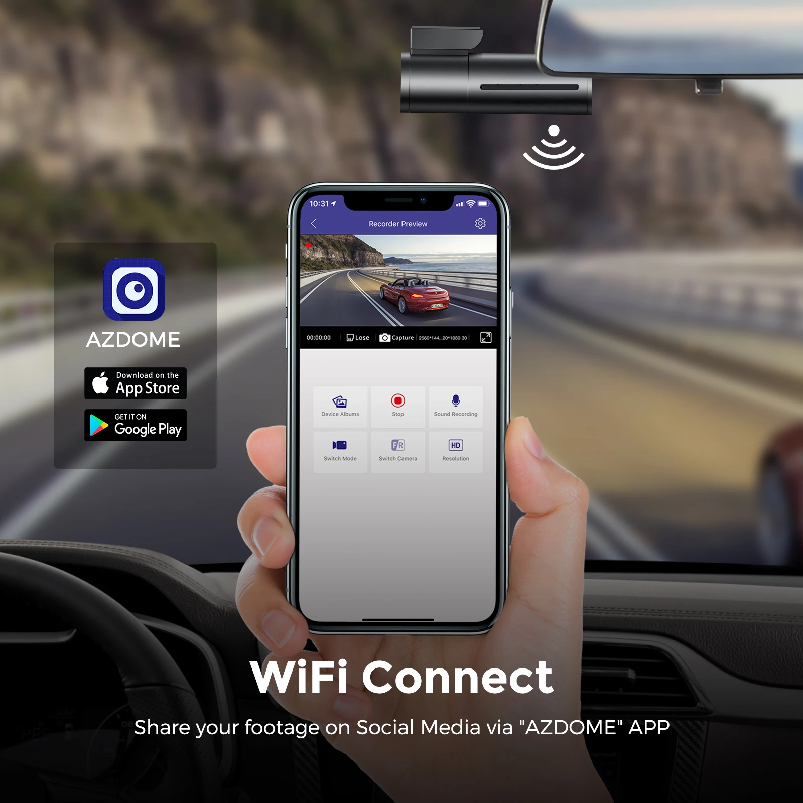 AZDOME M300S 2 ä ڵ ڴ, 4K + 1080P ĸ ī޶, 800MP , GPS  ڵ DVR    ķ, Ʈ 
