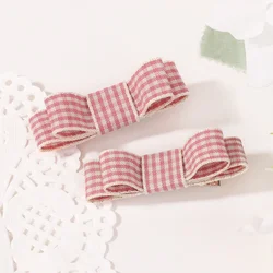 Rainbow Bows Embroidered Pink Polka Dot Hair Clips - Set of 2 (FJ5170 - 2A - 1)