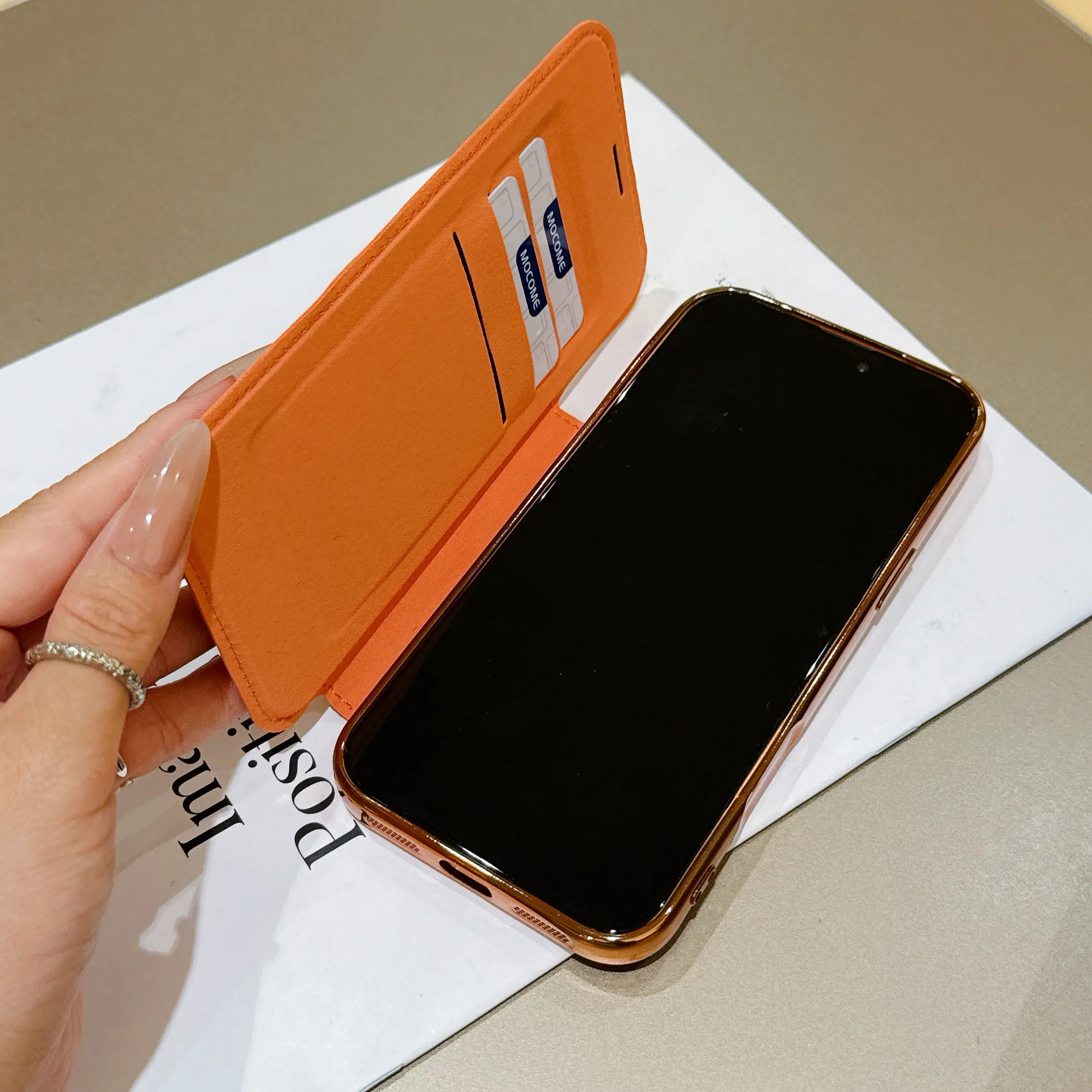Elegant PU Leather Flip Wallet Phone Case with Card Slots and Magnetic Closure