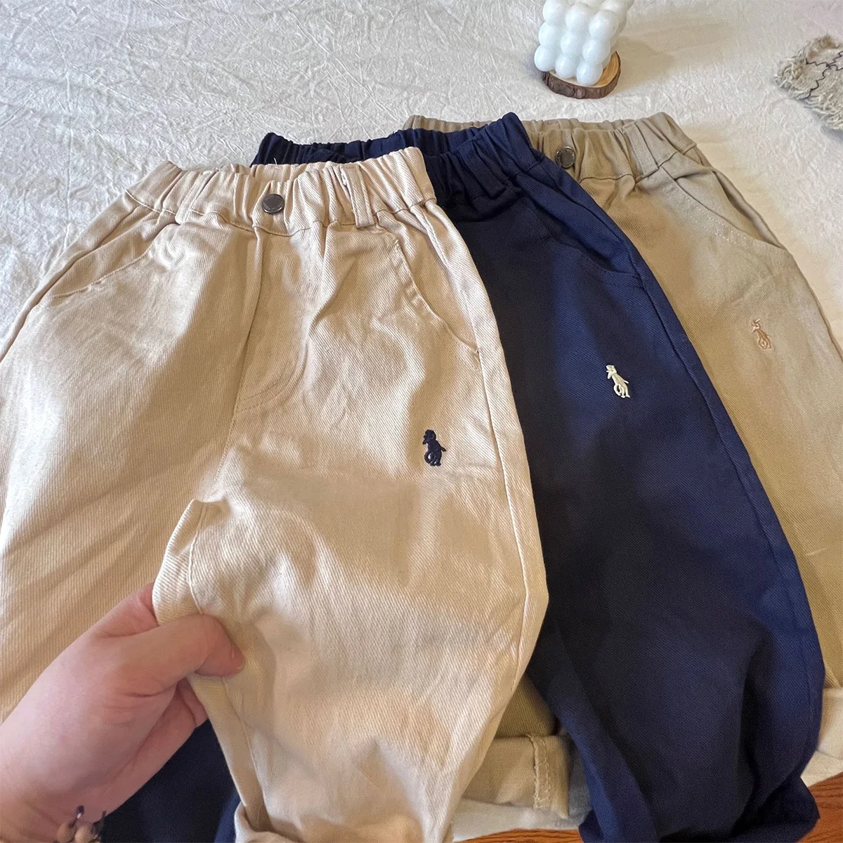 Boys High Stretch Work Pants Cotton Pattern Casual 1-5Y Spring Autumn Pants