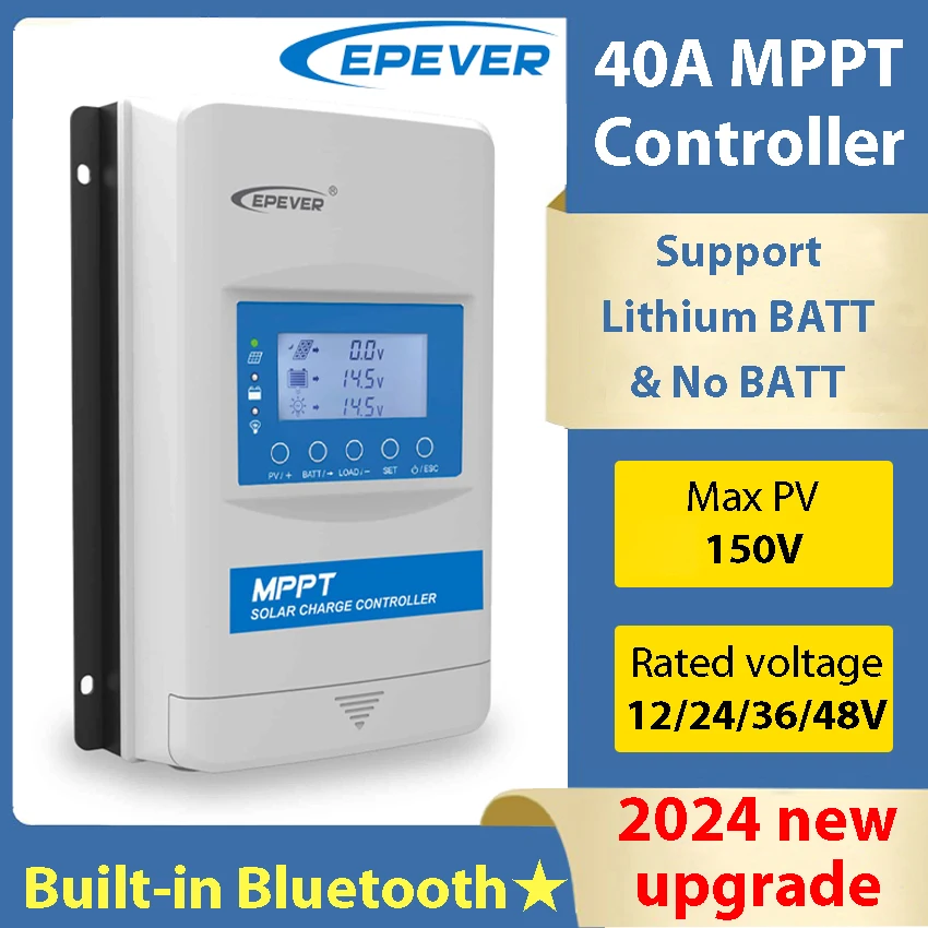 EPEVER MPPT 태양광 충전 컨트롤러, 블루투스 내장, XTRA4415N G3 BLE 레귤레이터, 지지대 12 V, 24 V, 36 V, 48V 리튬 배터리, 40A