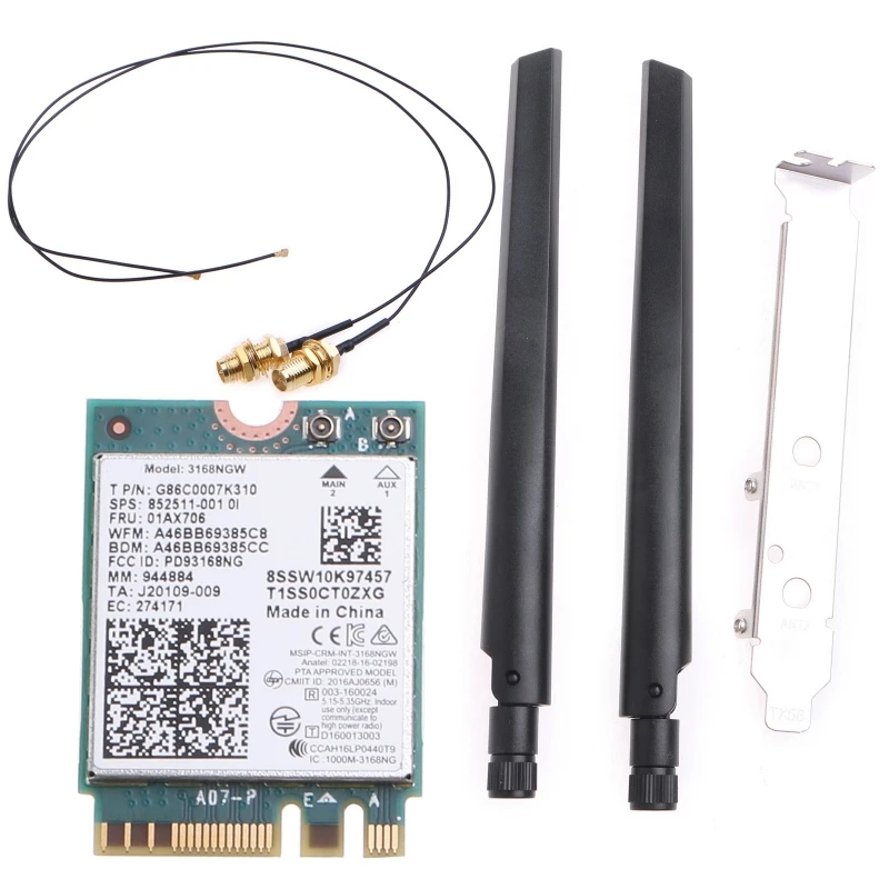 WiFi 3168NGW 802.11ac NGFF для настольного комплекта карт M.2 BT-совместимый адаптер 4.2 P9JB антенны wifi внутренние для модулей m 2 ngff seatek