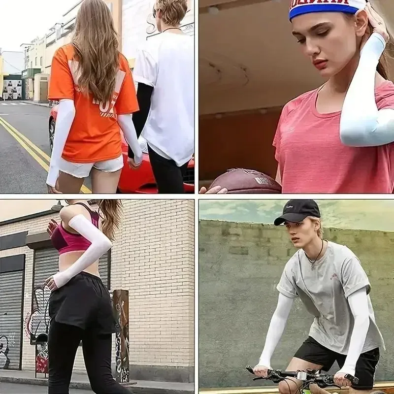Cooling Arm Covers for Men Women UV Protection Sunshade Ice Silk Sleeves for Cycling Running Outdoor Sports Golf Hiking Summer