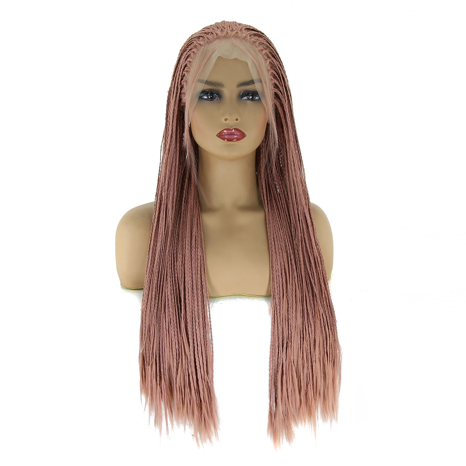 

Этот парик розово-золотистый плетеный синтетический кружевной передний парик для черных женщин термостойкие волосы из волокна микро Плетеный парик