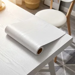 Waterproof Self - Adhesive Vinyl Wood Wallpaper Roll for Home Décor and Furniture Renovation (BM - White wood)