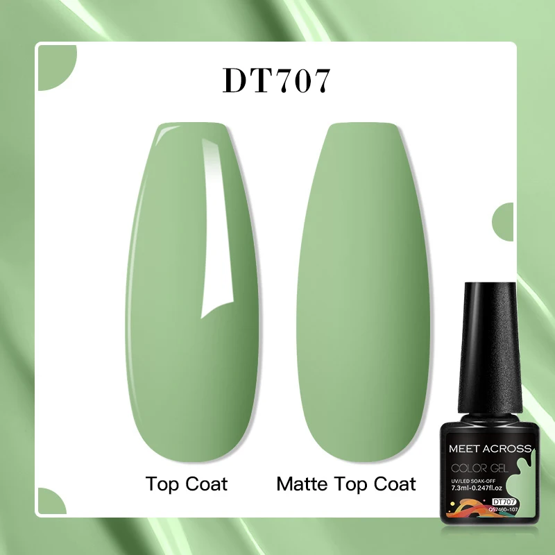 MEET ACROSS 7.3ml Gel Nail Polish Vernis Summer Simple Green Series UV Gel Nail Varnish Semi Permanent Nail Art Manicure 4