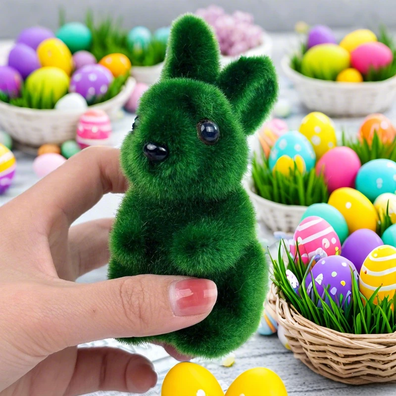 Easter Bunny Foam Flocking Simulation Moss Stereoscopic Holiday Decoration for Home Table Garden Party Gardening Ornament
