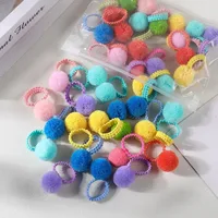 20Pcs Girls Colorful Plush Ball Elastic Hair Bands Kids Ponytail Ties Rubber Bands Headwear Hair Accessories Gift for Kids 6