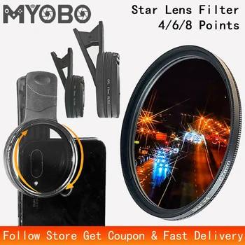MYOBO Mobile Phone Star filters 4/6/8 Points - 52 67 mm Clip-on Photography Starburst Filter for Smartphones Star Filters 1