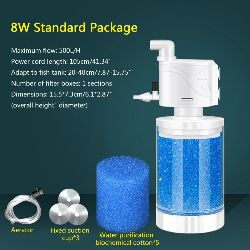 Durable Aquariums Filter Fishtanks Air Pump Quiet Internal Filter for