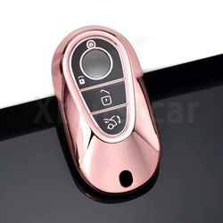 Luxury TPU Car Key Case Cover for Mercedes Benz - Sleek and Durable Fob Holder Protector (Pink)