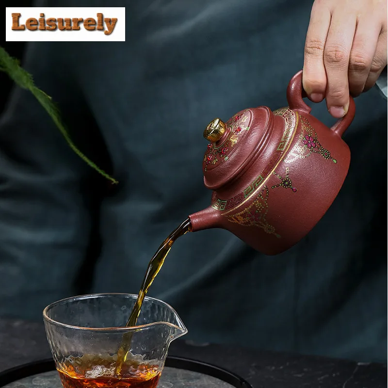 330ml Antique Yixing Purple Clay Teapots Handmade De Zhong Pot Raw Ore Purple  Mud Tea Maker Kettle Zisha Tea Set Tea Ceremony