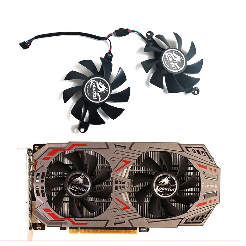 Seven Rainbow 75Mm 12V 4Pin Gtx1050 Gtx1050 Ti Gpu Fan Per Gtx 1050 Gtx 1050 Ti Smart Shark Gtx960 Gtx950 Gtx1060 Ventola Di Raffreddamento